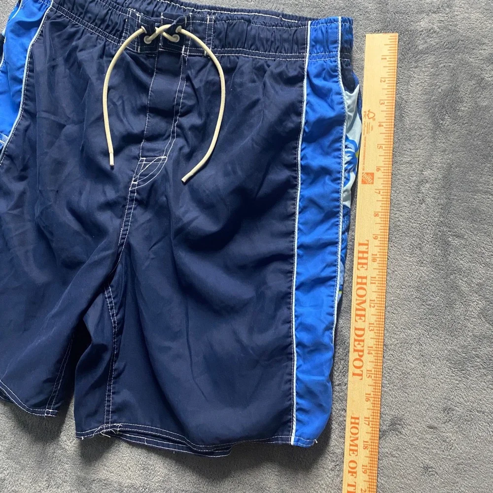 Cherokee Mens Large Navy Blue Hibiscus Floral Swim Trunks Board Shorts Cargo